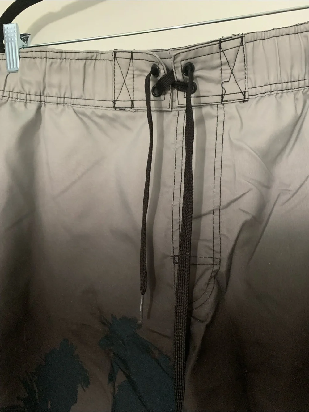 Men's Gray Ombre Palm-Print Swim Trunks XL